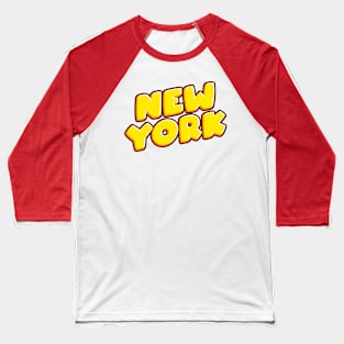 New York Inscription Text Baseball T-Shirt